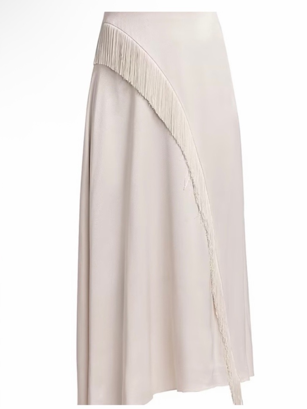 Vince Cream A-Line Fringe Midi Skirt